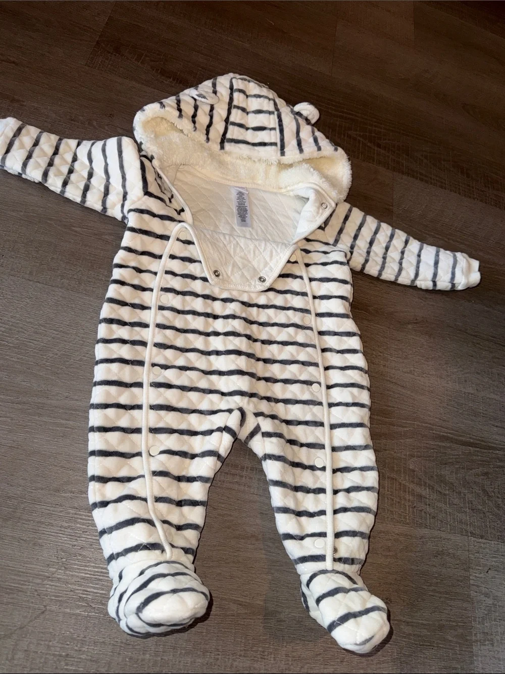 Nordstrom Baby Striped Quilted Fleece-Lined Winter Snowsuit Bunting (3-6M)